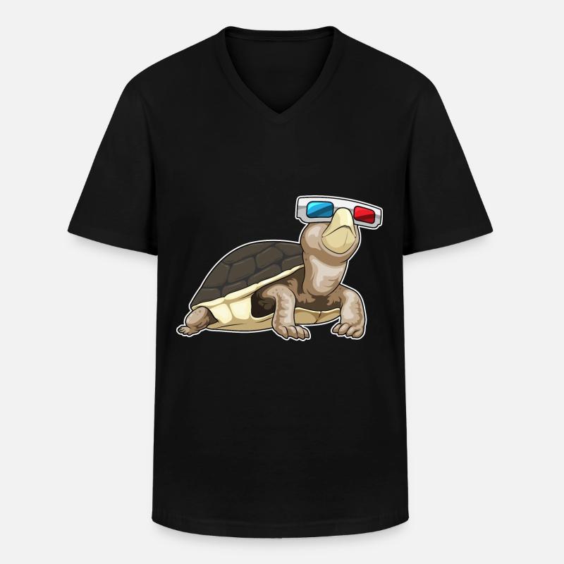 Schildkröte Brille - Männer-T-Shirt mit V-Ausschnitt - Schwarz