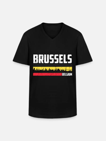 Brussels city Belgium - Men's V-Neck T-Shirt - black
