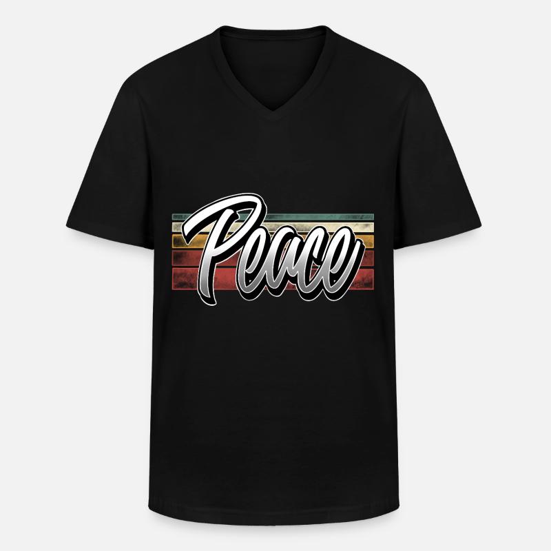 Peace - Männer-T-Shirt mit V-Ausschnitt - Schwarz