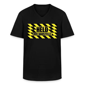 Held der Baustelle! | Bauarbeiter Geschenkidee - Männer-T-Shirt mit V-Ausschnitt - Schwarz - Vorne - AI Model Male 178 dark (178cm)