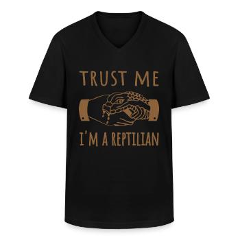trust me i’m a reptilian je suis un reptil snake - T-shirt col V Homme - noir - Devant - AI Model Male 178 dark (178cm)