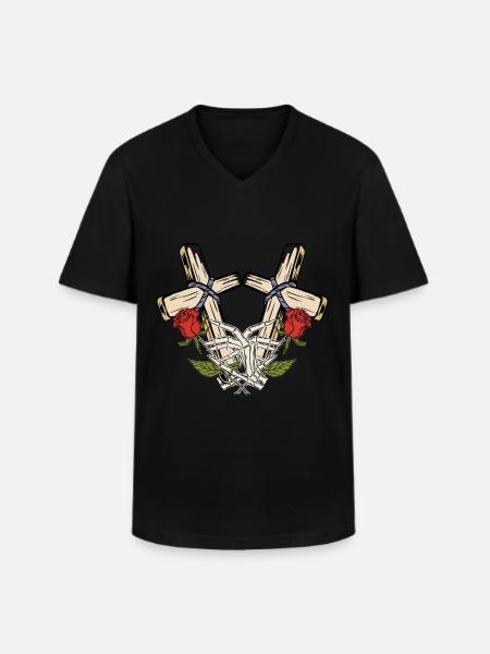 Halloween Horror Vampire Cross - Men's V-Neck T-Shirt - black