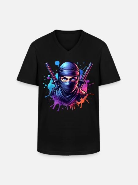Ninja - T-shirt col V Homme - noir