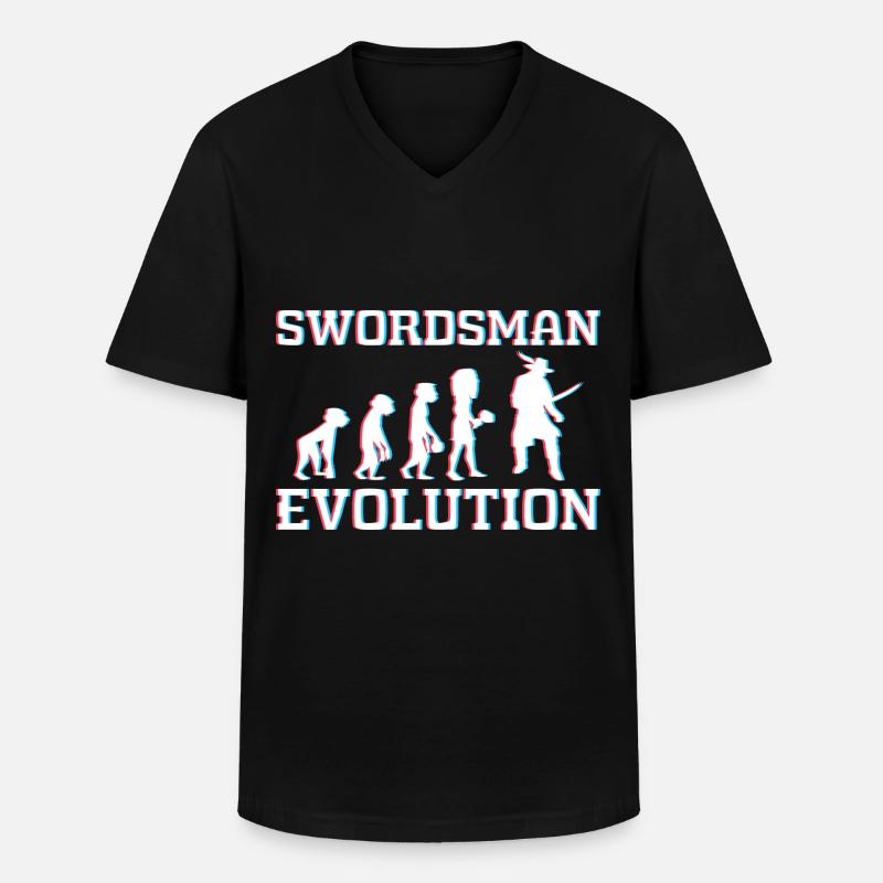 Krieger Kenjutsu Säbel Kampf - Männer-T-Shirt mit V-Ausschnitt - Schwarz