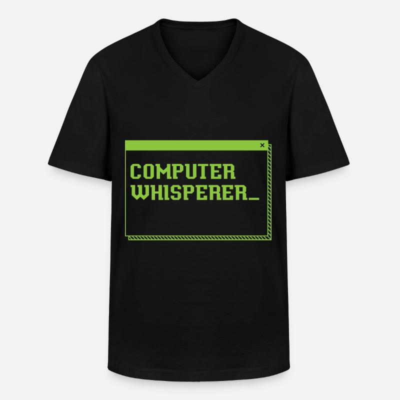 Chuchoteur d’ordinateur - T-shirt col V Homme - noir