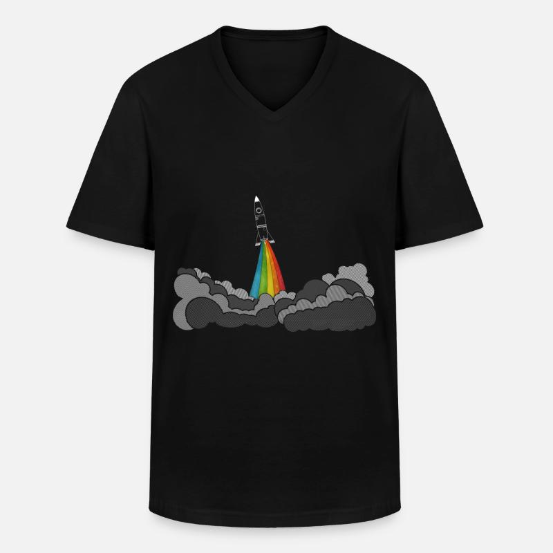 Rocket rakete (space shuttle) - Männer-T-Shirt mit V-Ausschnitt - Schwarz