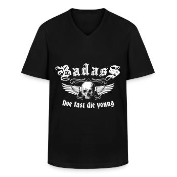 Dur à cuire à l’ancienne1 - T-shirt col V Homme - noir - Devant - AI Model Male 178 dark (178cm)