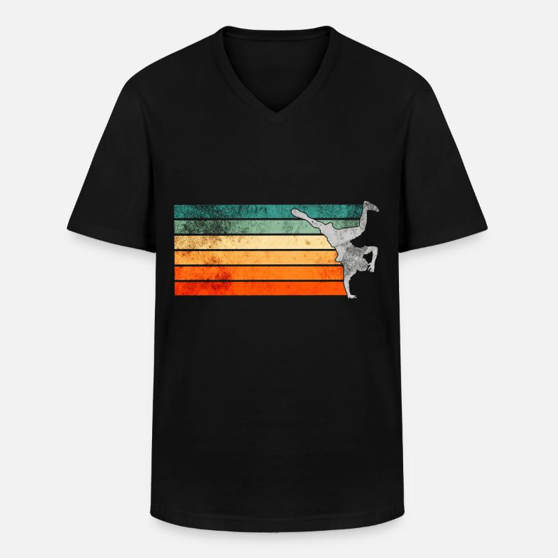 Breakdance Breakdancer Rétro - T-shirt col V Homme - noir