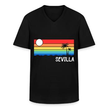 Séville Andalousie Espagne Idée de vacances - T-shirt col V Homme - noir - Devant - AI Model Male 178 dark (178cm)