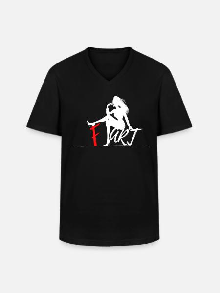 F. Art - Männer-T-Shirt mit V-Ausschnitt - Schwarz
