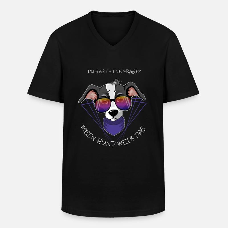 Hund mit Brille - Männer-T-Shirt mit V-Ausschnitt - Schwarz