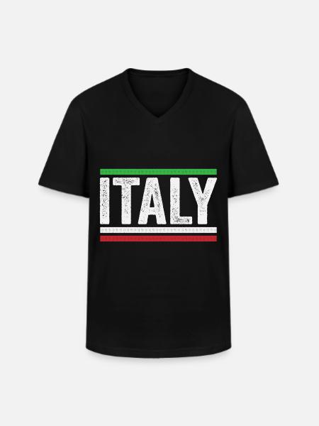 Italien - italienska italienska - T-shirt med V-ringning herr - svart