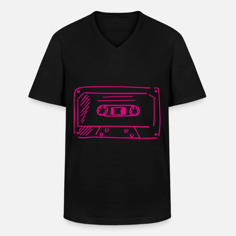 Kassette Retro - Männer-T-Shirt mit V-Ausschnitt - Schwarz