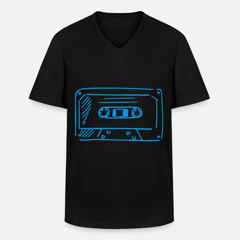 Kassette - Männer-T-Shirt mit V-Ausschnitt - Schwarz