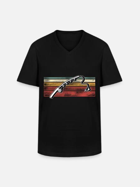 Pêche Pêcheurs Pêche - T-shirt col V Homme - noir