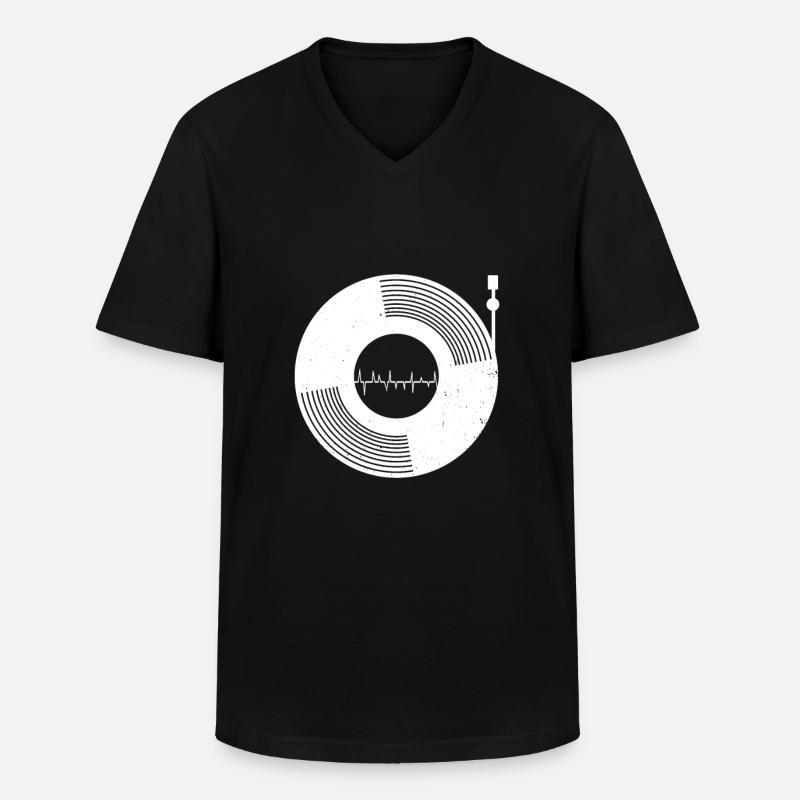 Disques de disques cadeau - T-shirt col V Homme - noir