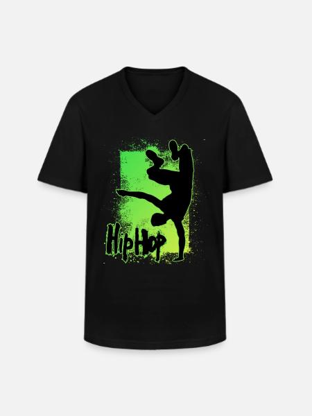 Hip Hop - Männer-T-Shirt mit V-Ausschnitt - Schwarz