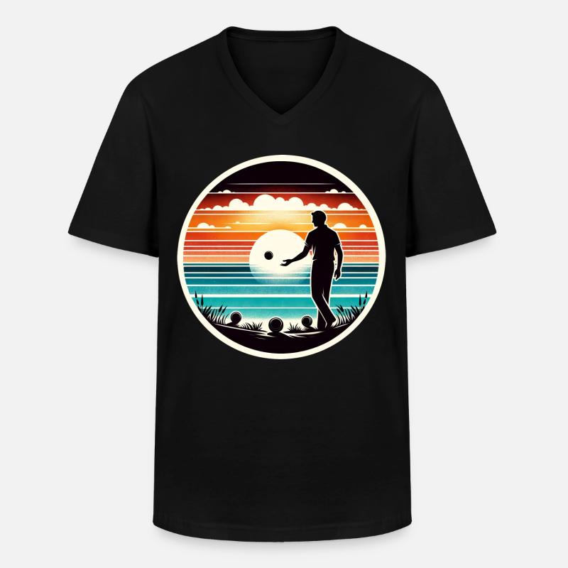 Boule Petanque - Männer-T-Shirt mit V-Ausschnitt - Schwarz
