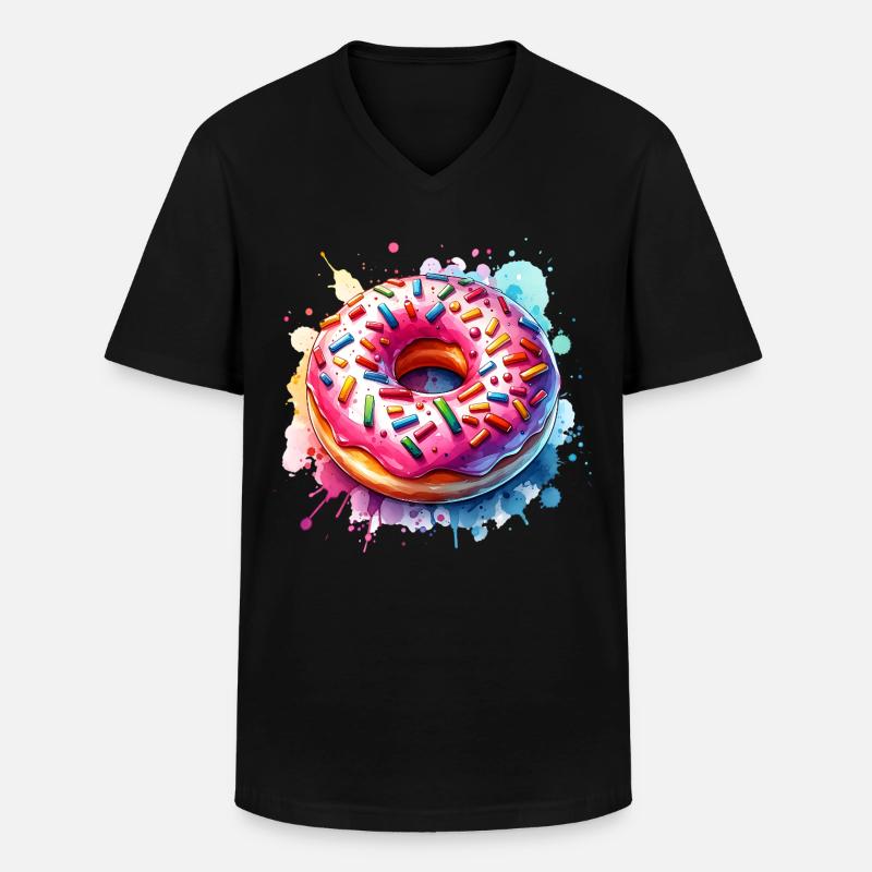 Donut - Männer-T-Shirt mit V-Ausschnitt - Schwarz