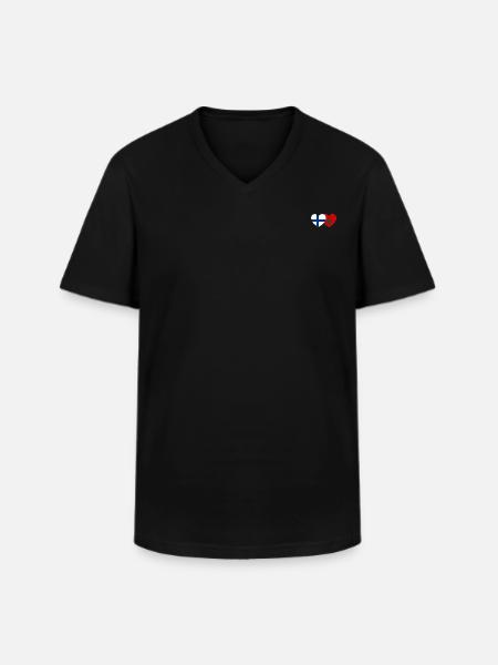 Finland Morocco Flag Heart - Men's V-Neck T-Shirt - black