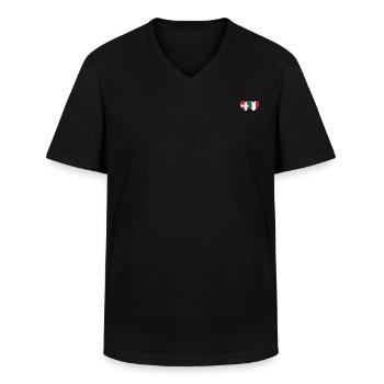 Denmark Italy Flag Heart - Men's V-Neck T-Shirt - black - Front - AI Model Male 178 dark (178cm)