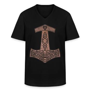 Hammer von Thor Mjölnir Kupfer Wikinger Geschenk - Männer-T-Shirt mit V-Ausschnitt - Schwarz - Vorne - AI Model Male 178 dark (178cm)