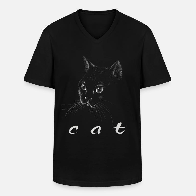 cat - Männer-T-Shirt mit V-Ausschnitt - Schwarz