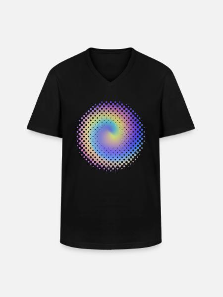 Prickmönster färgglada virvlar - T-shirt med V-ringning herr - svart