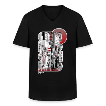 Japon, Japonais, Tokyo City - T-shirt col V Homme - noir - Devant - AI Model Male 178 dark (178cm)
