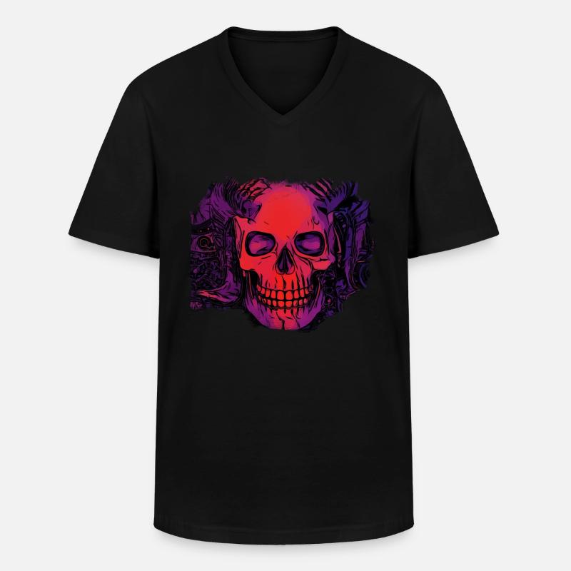 comic Dämonen schädel - Männer-T-Shirt mit V-Ausschnitt - Schwarz