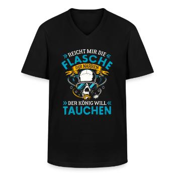 REICHT MIR DIE FLASCHE KÖNIG WILL TAUCHEN TAUCHER - Männer-T-Shirt mit V-Ausschnitt - Schwarz - Vorne - AI Model Male 178 dark (178cm)