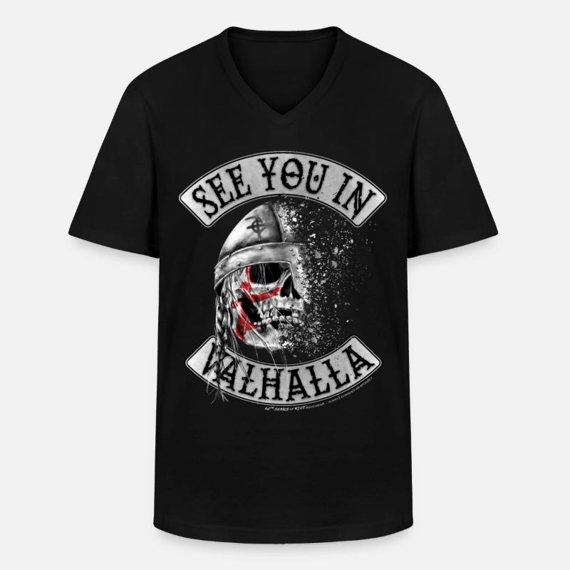 Entering Valhalla - Männer-T-Shirt mit V-Ausschnitt - Schwarz