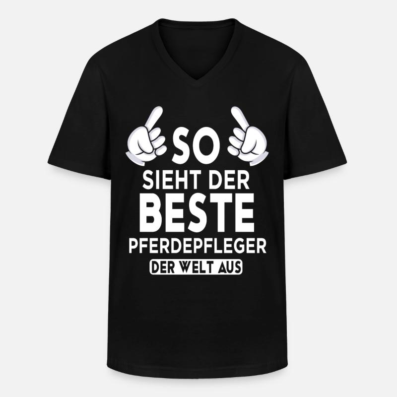 Pferdepfleger Spruch - Männer-T-Shirt mit V-Ausschnitt - Schwarz