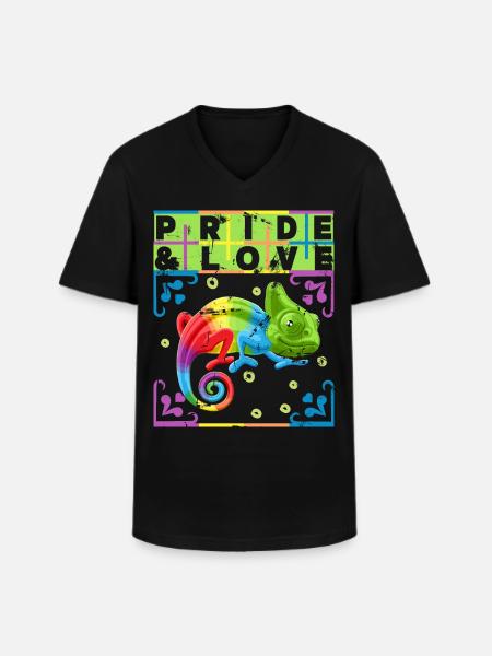 Rainbow Chameleon, LGBT Pride-Rainbow LGBTQ - Men's V-Neck T-Shirt - black