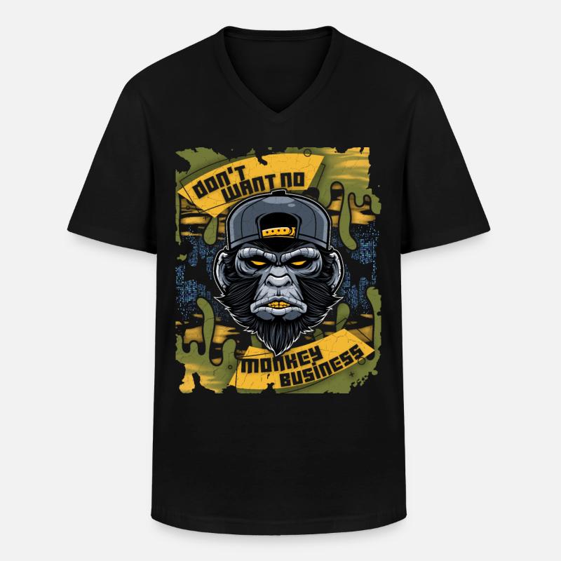 Affe, Monkey-Affe, lustiger Spruch Monkey-Business - Männer-T-Shirt mit V-Ausschnitt - Schwarz