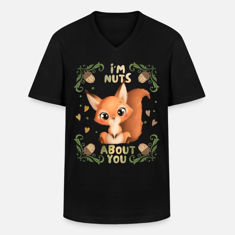 Eichhörnchen-Liebe, I'm-Nuts-About-You Spruch - Männer-T-Shirt mit V-Ausschnitt - Schwarz