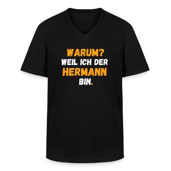 HERMANN Name Vorname Weil Ich Der HERMANN bin - Männer-T-Shirt mit V-Ausschnitt - Schwarz - Vorne - AI Model Male 178 dark (178cm)