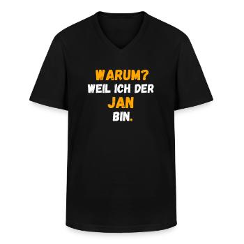 JAN Name Vorname Weil Ich Der JAN bin - Männer-T-Shirt mit V-Ausschnitt - Schwarz - Vorne - AI Model Male 178 dark (178cm)