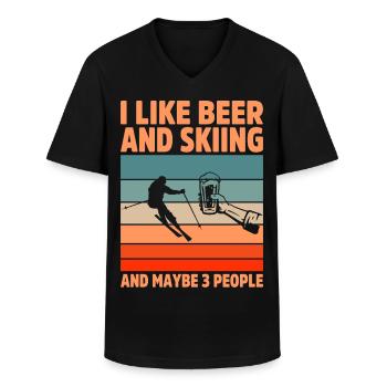 Skifahren Geschenkidee Skifahrer Wintersport - Männer-T-Shirt mit V-Ausschnitt - Schwarz - Vorne - AI Model Male 178 dark (178cm)