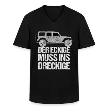 DER ECKIGE MUSS INS DRECKIGE - Männer-T-Shirt mit V-Ausschnitt - Schwarz - Vorne - AI Model Male 178 dark (178cm)