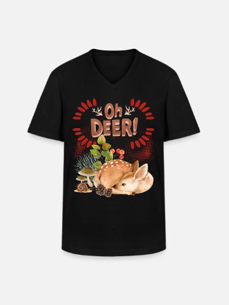 Chevreuil Bambi fauve dans la forêt drôle de dicton, jeu de mots - T-shirt col V Homme - noir