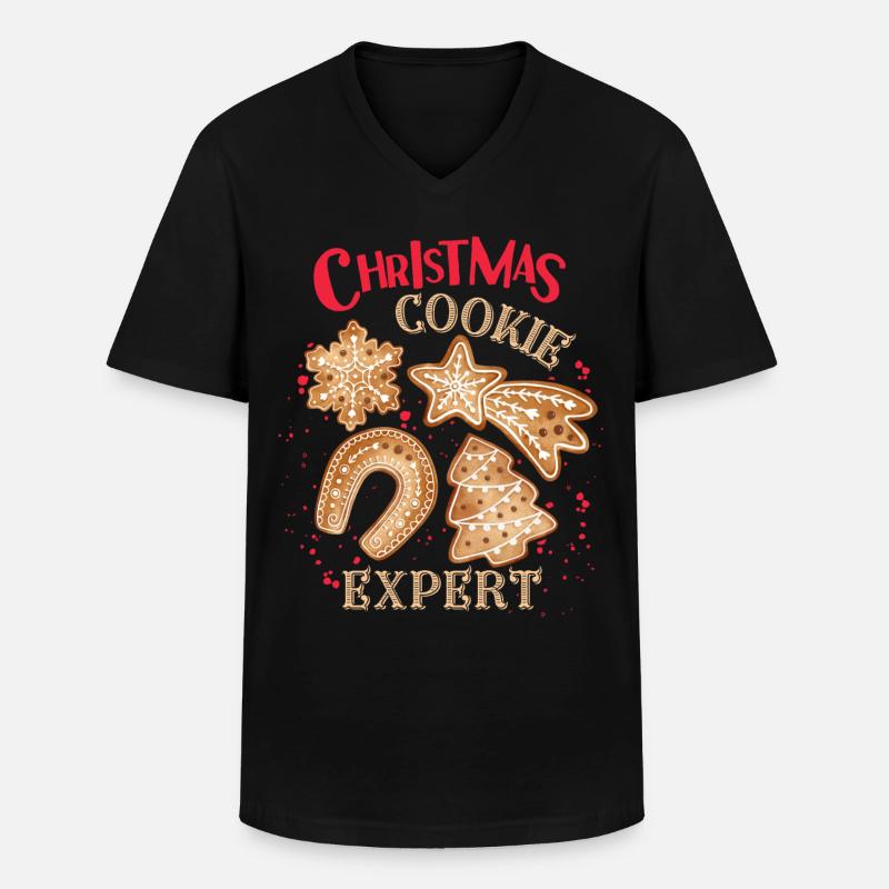 Weihnachtsplätzchen backen, Weihnachten, Lebkuchen - Männer-T-Shirt mit V-Ausschnitt - Schwarz