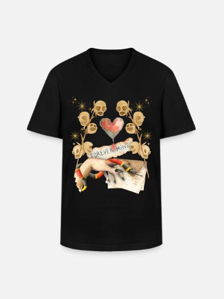 Gothic Skull Gothic-Valentine, Valentine's Day - Men's V-Neck T-Shirt - black