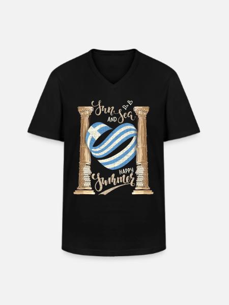 Sun and Sea Greece Holiday Ancient Ruins - Men's V-Neck T-Shirt - black