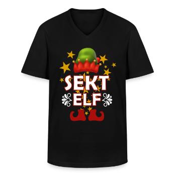 Weihnachten Sekt Elfe Lustig - Männer-T-Shirt mit V-Ausschnitt - Schwarz - Vorne - AI Model Male 178 dark (178cm)