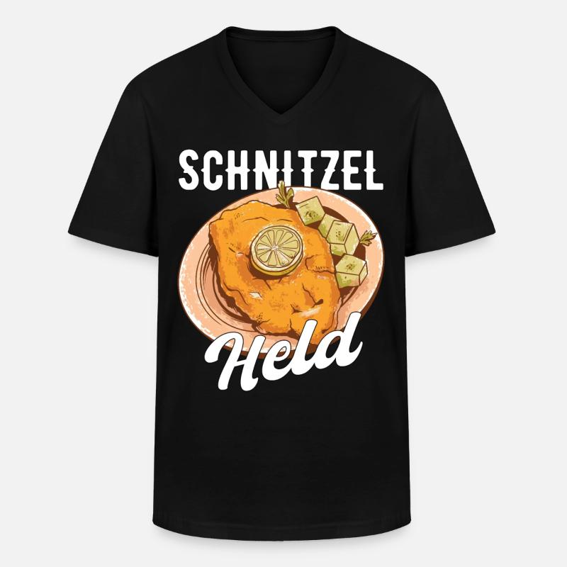 Schnitzel Held Fleisch Geschenk - Männer-T-Shirt mit V-Ausschnitt - Schwarz