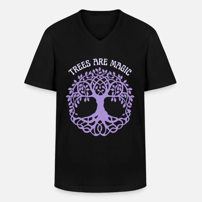 Baum-Illustration, Spruch, Lebensbaum - Männer-T-Shirt mit V-Ausschnitt - Schwarz