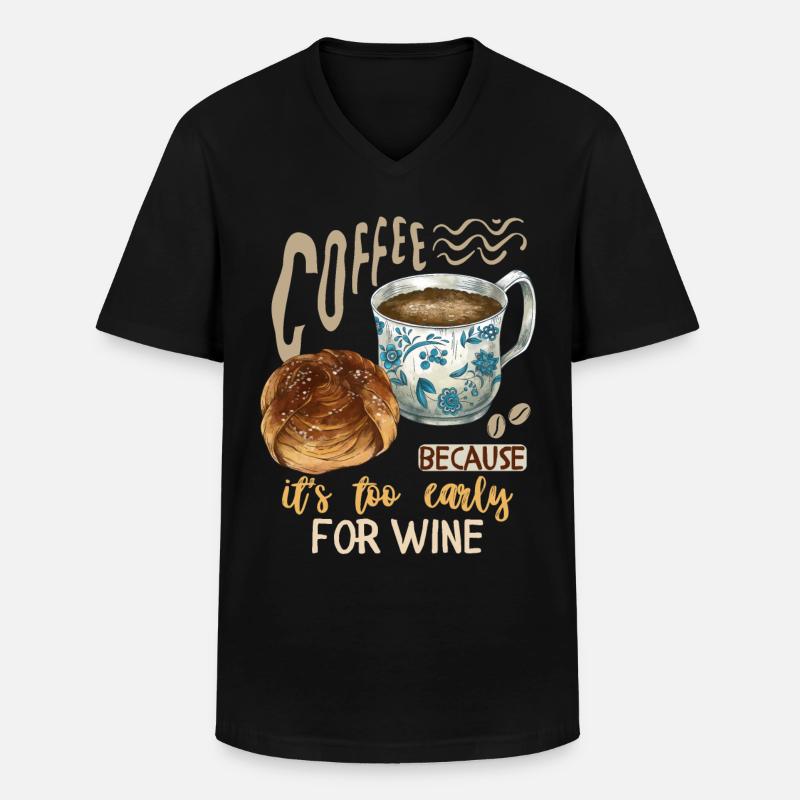 Kaffee, Kaffeetrinker Weintrinker lustiger Spruch - Männer-T-Shirt mit V-Ausschnitt - Schwarz