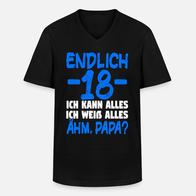 18 Endlich 18. Geburtstag Geschenk 18. - Männer-T-Shirt mit V-Ausschnitt - Schwarz