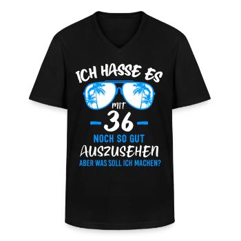 36. Geburtstag 36 - Männer-T-Shirt mit V-Ausschnitt - Schwarz - Vorne - AI Model Male 178 dark (178cm)